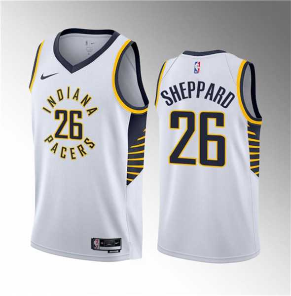 Mens Indiana Pacers #26 Ben Sheppard White 2023 Draft Association Edition Stitched Basketball Jersey Dzhi->indiana pacers->NBA Jersey